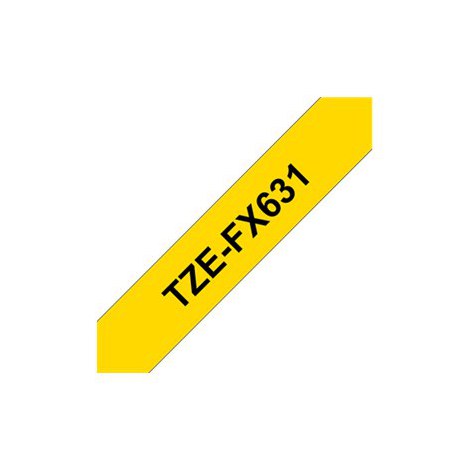 Brother | FX631 | Flexible ID tape | Thermal | Black on yellow | Roll (1.2 cm x 8 m)
